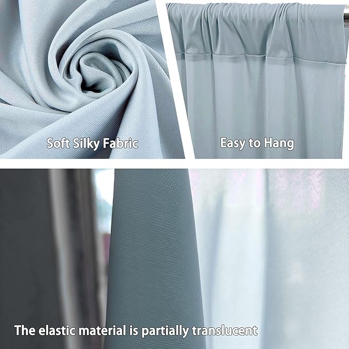 10 x 10 Feet Blueish Gray Backdrop Curtain for Partie, Background Curtains for Photoshoot, Birthday, Wedding, Halloween, Thanksgiving, Christmas Day, New Year Party Decorations 5Ft x 10Ft, 2 Panels