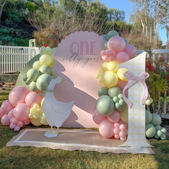 Goose Balloons Set, Pastel Pink Sage Dusty Green Light Yellow White Latex - Image 3