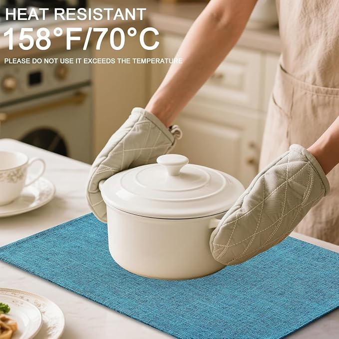 Homaxy Cloths Placemats for Dining Table Set of 6, Teal | Heat Resistant - Image 3