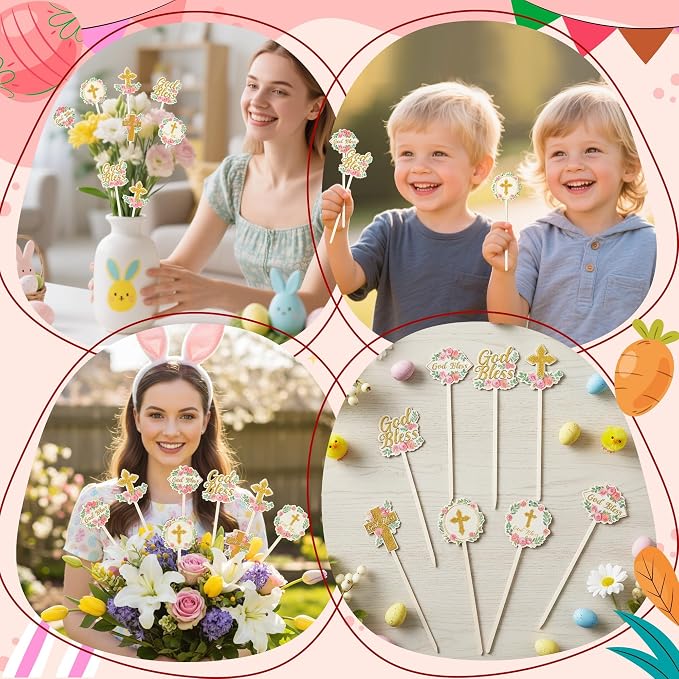 TICIAGA Floral God Bless Decorative Picks - Image 6