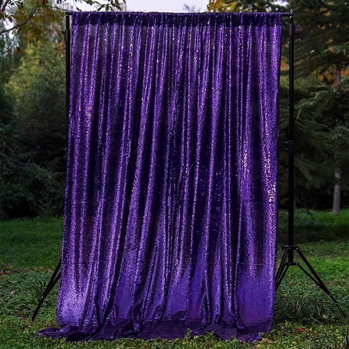 JYFLZQ Purple Sequin Backdrop Curtains 10ft x 10ft 1 Panel Glitter Photo Booth - Image 3