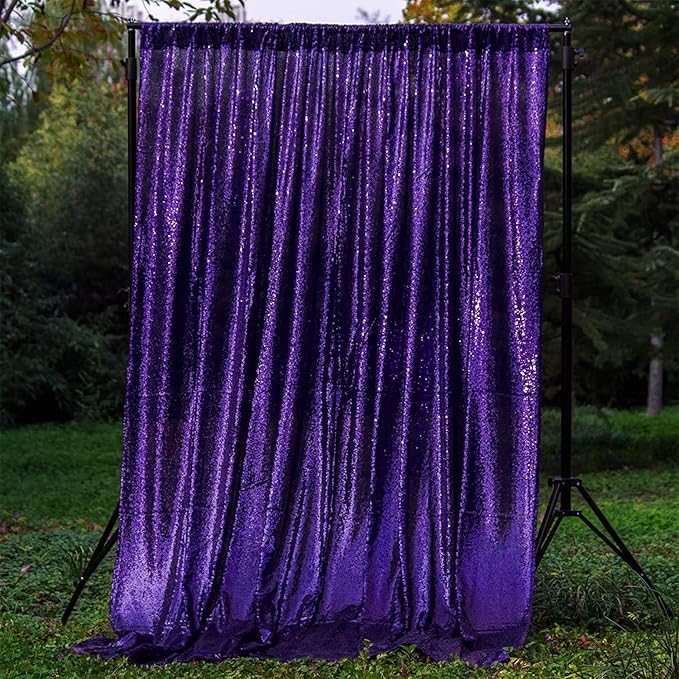 JYFLZQ Purple Sequin Backdrop Curtains 10ft x 10ft 1 Panel Glitter Photo Booth Backdrops Sparkly Photography Background Drapes for Parties Wedding Bridal Showers