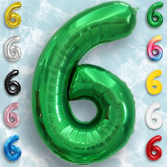 Green Number Balloon 6 Mylar Foil Balloons 32 inch - Image 2