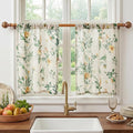 MYSKY HOME Floral Kitchen Curtains 24 Inches Linen Tier Curtains Farmhouse by MYSKYHOME