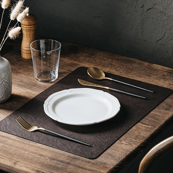 Placemats Set of 6, DOLOPL Reversible Dual-Color Faux Leather Place Mats - Image 5