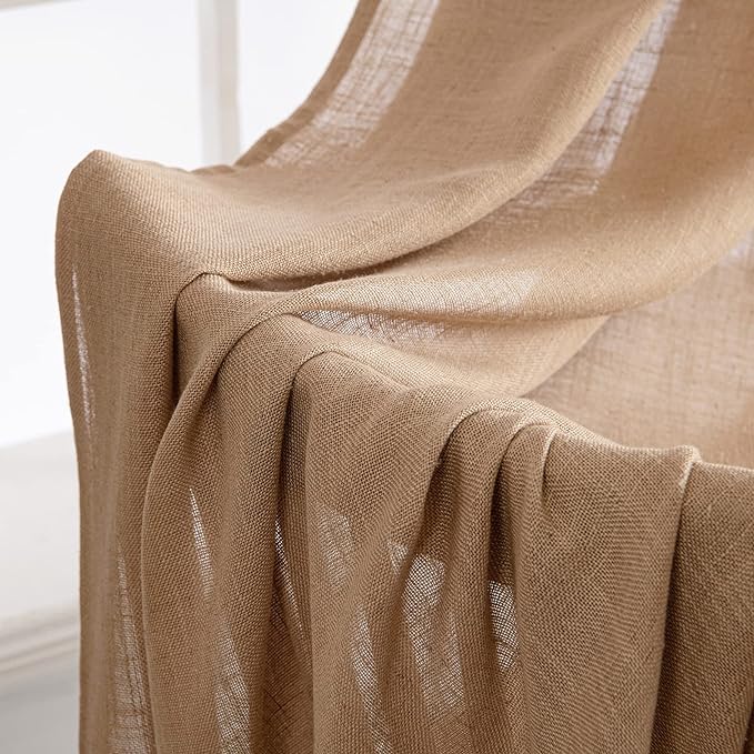 MIULEE Light Brown Short Linen Curtains 52x45 Inch Long 2 Panel - Image 6