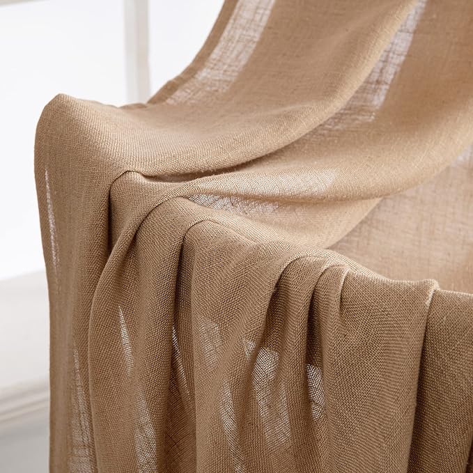 MIULEE Brown Linen Curtains 37x90 Inch Length 2 Panels - Image 6