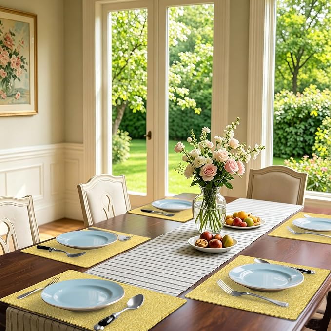 Homaxy Cloths Placemats for Dining Table Set of 4, Mustard Yellow | Heat - Image 2