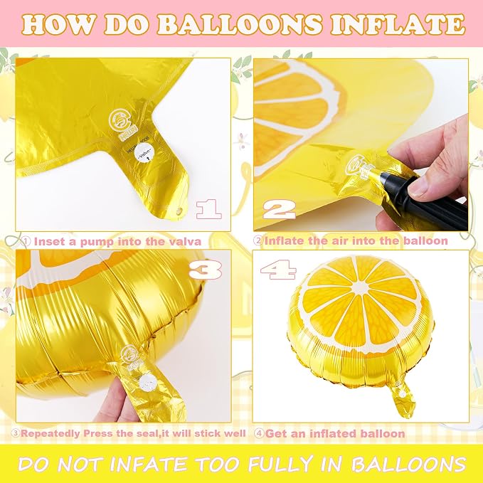 162Pcs Pastel Yellow Light Pink Lemon Balloon Arch Kit, Lemon Foil Balloons - Image 3