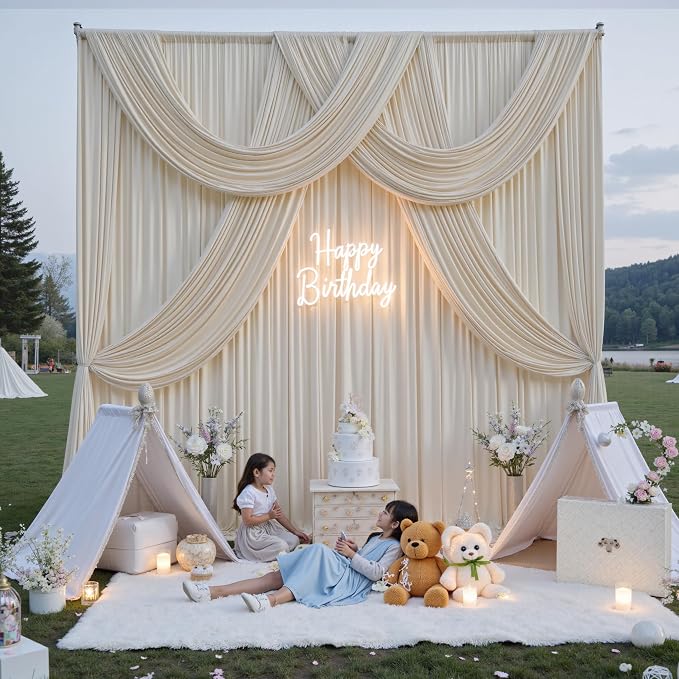 20ft x 15ft Beige Backdrop Curtains - Image 3
