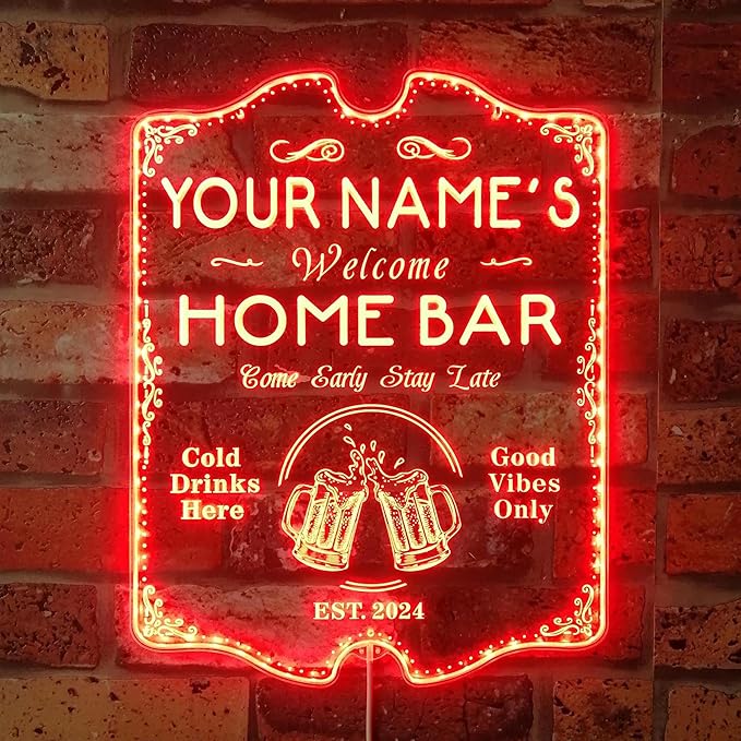 ADVPRO Personalized Your Name Home Bar RGB Dynamic Glam LED Sign - Cut-to-Edge Shape - Smart 3D Decoration - Multicolor Signage st06s86-fnd-p11b-tm-c