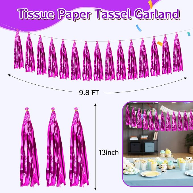 2 Pack Purple Metallic Tassel Garland - Image 2
