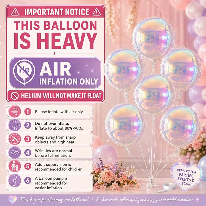 Iridescent Round Balloons, Baby Shower, Rainbow and Party Decorations - Image 10