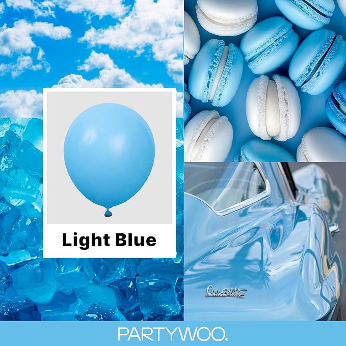 PartyWoo Light Blue Balloons 140pcs Different Sizes Pack of 18 12 10 5 Inch - Image 2