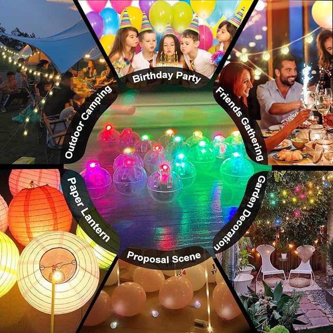 50pcs Multicolor LED Balloon Lights, Rainbow-Colored Round LED Flash Mini Ball - Image 4
