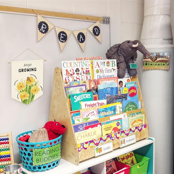 Plant Flower Classroom Decor, Keep Growing Motivational Linen Canvas Banner - Image 4