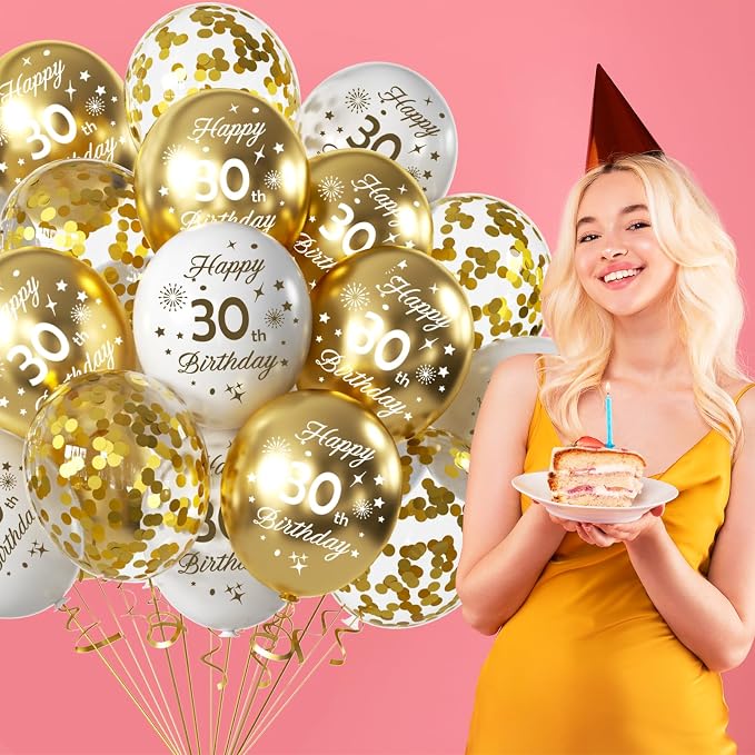 White Gold 70th Birthday Balloons Pack of 15 Men Women Happy 70th Birthday - Image 5