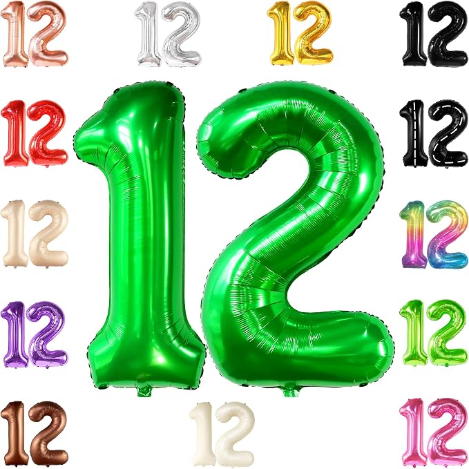 KatchOn Green Number 12 Balloon 40 Inch, 12th Birthday Balloon Decor | 12th by KatchOn