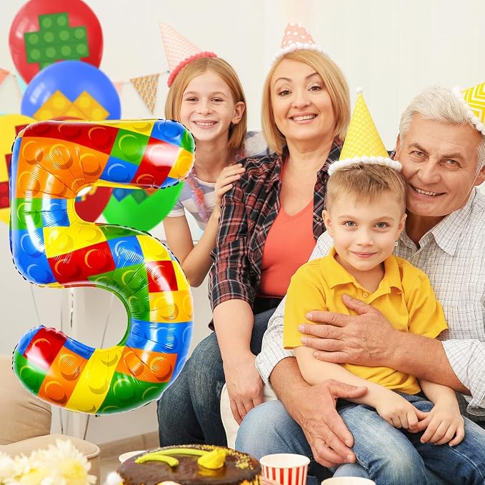40 Inch Building Block Number Balloon Colorful Block Foil Balloons Block Themed - Image 5
