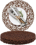 AHHFSMEI Paper Braided Round Placemats Set of 8 Natural Non-Slip Heat Resistant by AHHFSMEI
