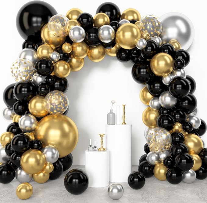 Amandir 153pcs Black and Gold Balloons Arch Garland Kit Different Sizes | 18 12 by Amandir