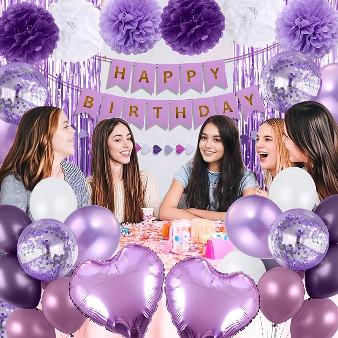 Purple Happy Birthday Party Decorations - Image 4