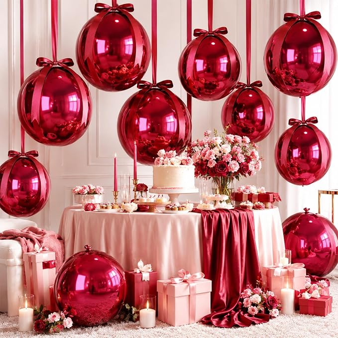 Burgundy Red Round Foil Balloons - Image 5