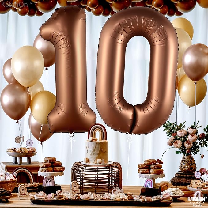 KatchOn Coffee Brown 10 Balloon Number 40 Inch | Coffee Number 10 Balloon - Image 2