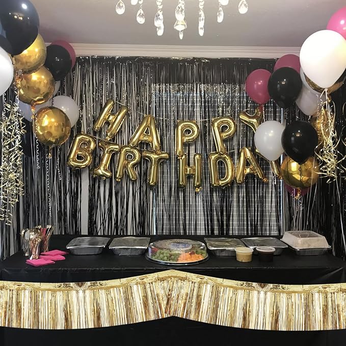 BEISHIDA Champagne Fringe Garland Banner 30ft Wall Tinsel Foil Streamers | 3Pack - Image 5