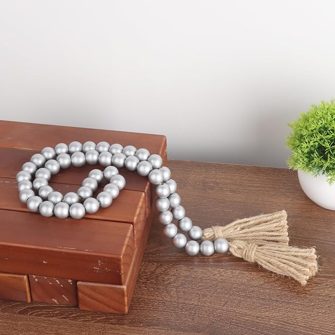 Meplait 39in Wood Bead Garland, Farmhouse Beads - Image 2