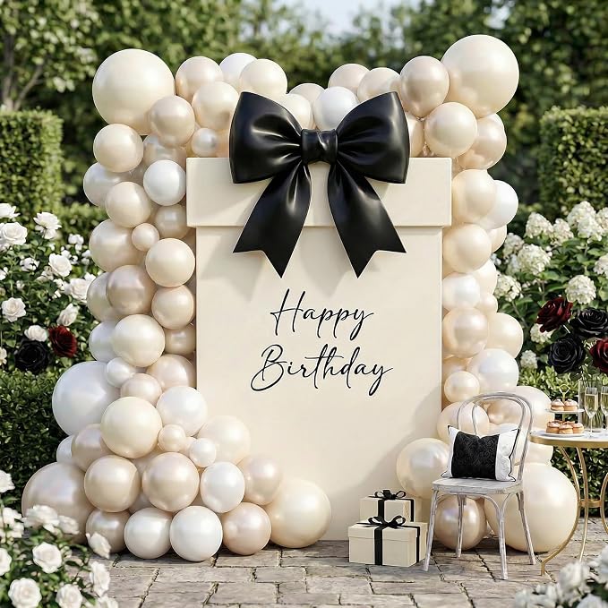 Pearl White Balloons, 35 Inch Cream Bow Balloon Foil, 12 Inch Clear Double - Image 5