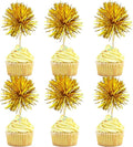 Gyufise 30Pcs Foil Firework Cupcake Toppers Sparkle Tinsel Cake Toppers Tinsel by Gyufise