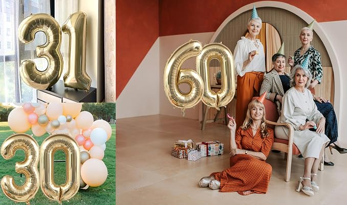 Light Gold Number 80 Balloon 40in White Gold 80 Foil Mylar Digital Balloon | - Image 3
