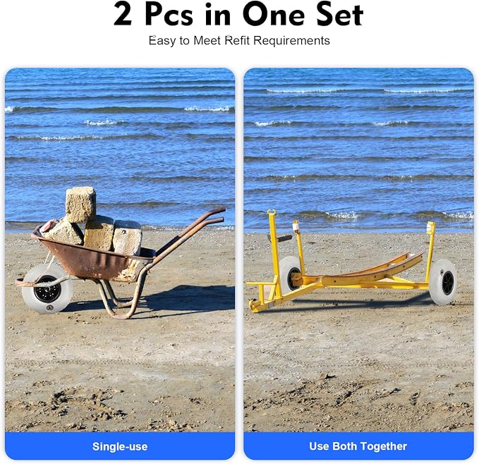 2 Pack 16" Balloon Wheels Beach Cart Tires, Replacement Big Beach Sand Tires - Image 5