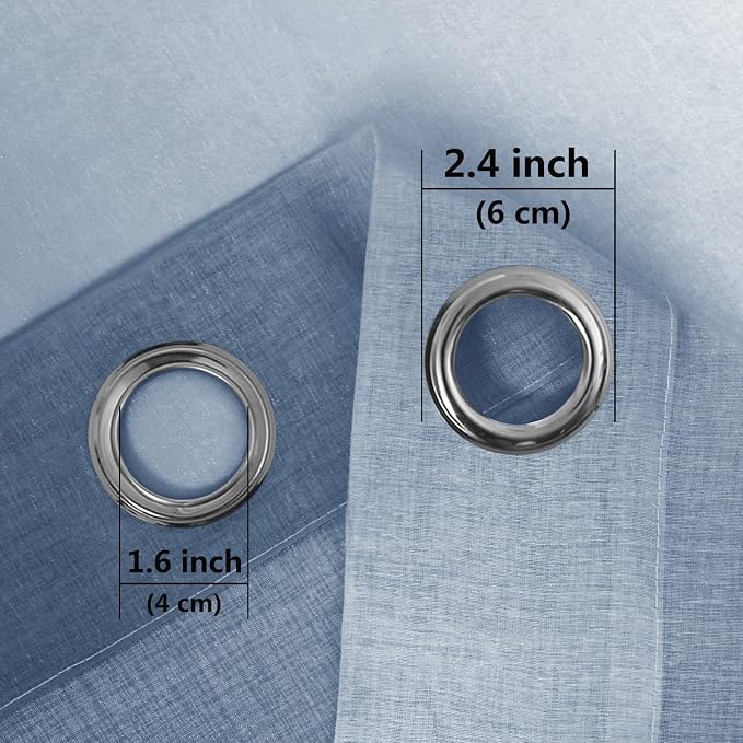 DWCN Blue Faux Linen Ombre Sheer Curtains - Image 3