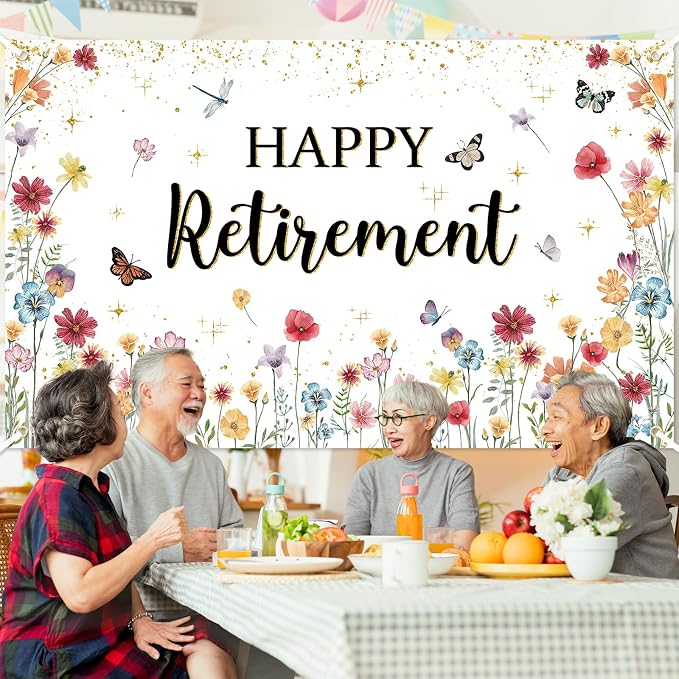 Happy Retirement Banner Wildflower Themed Happy Retirement Party Decorations - Image 4