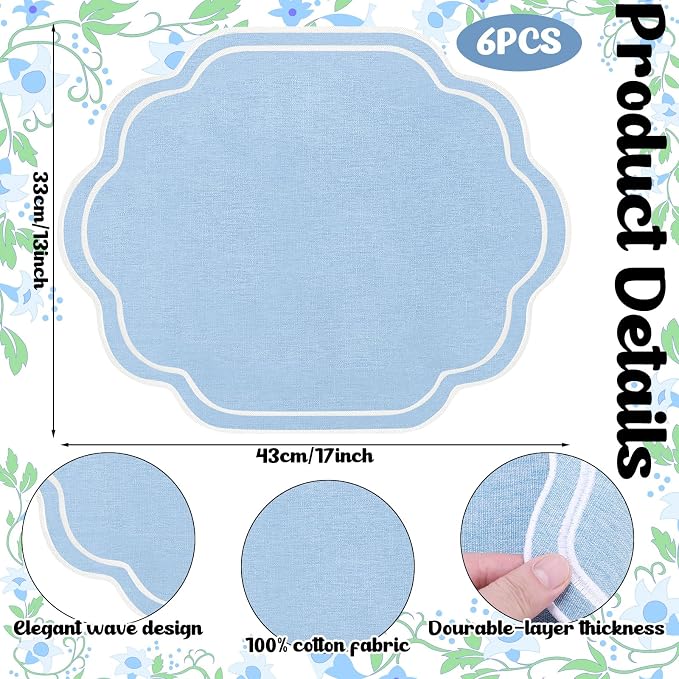 6-Piece Scalloped Embroidered Placemats - Image 7