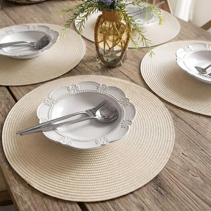 FunWheat Round Braided Placemats Set of 8 Place Mats - Image 5