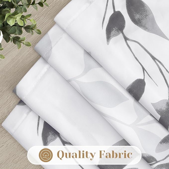 HOMEIDEAS Non-See-Through Light Grey and White Privacy Sheer Curtains 52 X 63 - Image 4