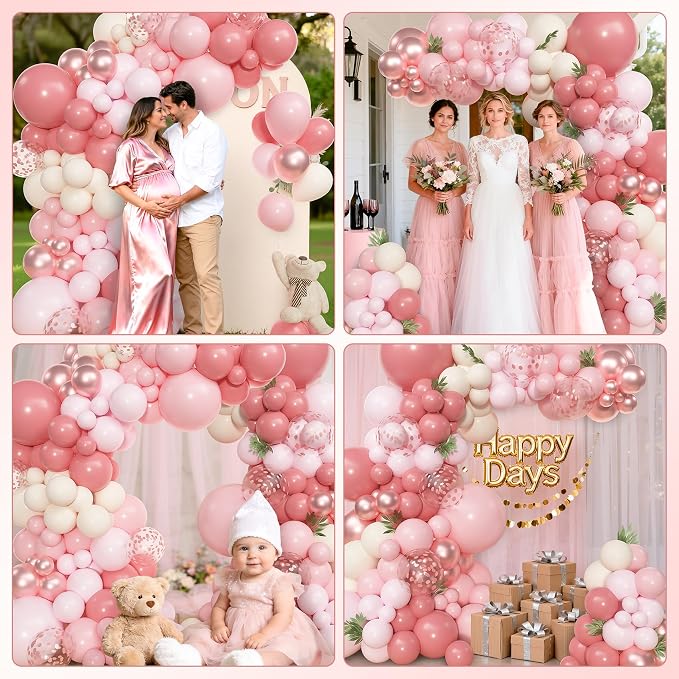 Amandir 153pcs Dusty Pink Balloon Garland Arch Kit Different Sizes | 18 12 10 5 - Image 7