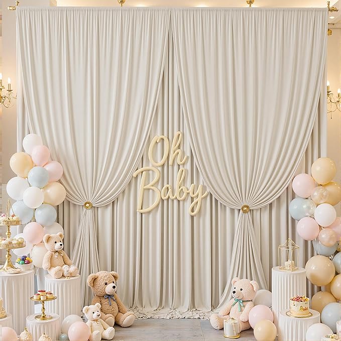 10×12ft Wrinkle Free Beige Backdrop Curtain - Image 6