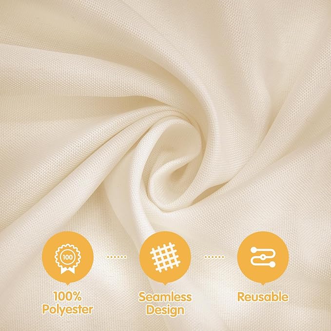 BRILLMAX 4 Pack Beige Tablecloths for 8 Foot Rectangle Tables 90 x 156 Inch - 8ft Rectangular Bulk Linen Polyester Fabric Washable Cloth Cover for Wedding Reception Banquet Birthday Party