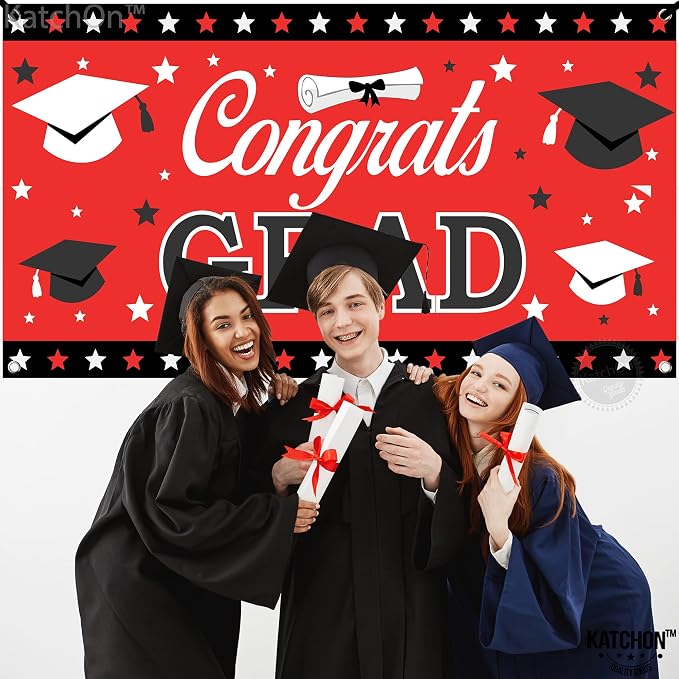KatchOn Graduation Decorations 2026 | Red and Black Congrats Grad Banner - Image 7