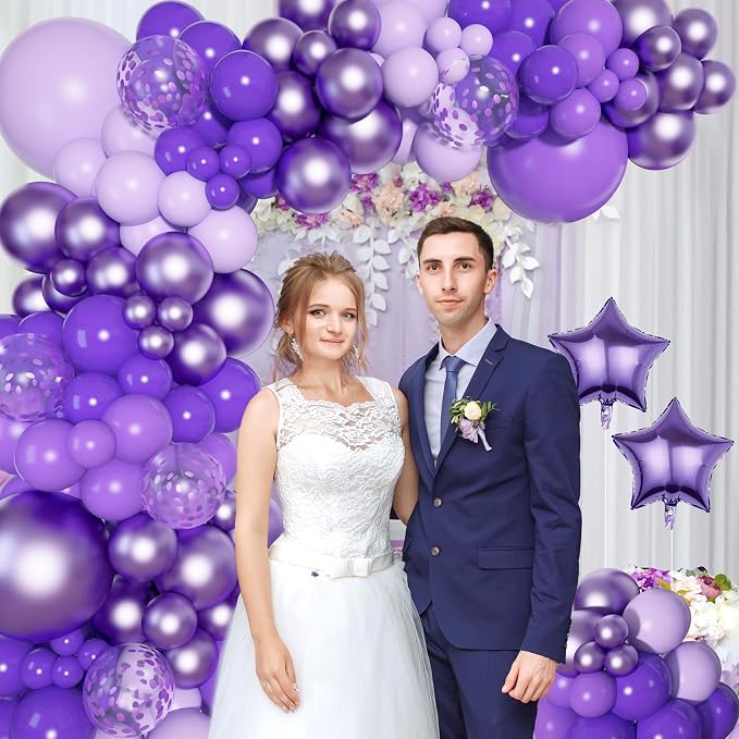 Purple Balloons Arch Garland Kit | Different Sizes Dark Light Purple Latex - Image 5