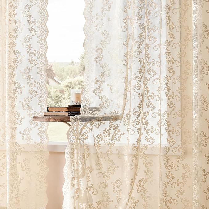 Victorian Floral Sheer Lace Curtains - Image 4