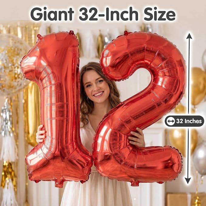 Number 12 Balloon Foil Mylar Balloons - Image 4