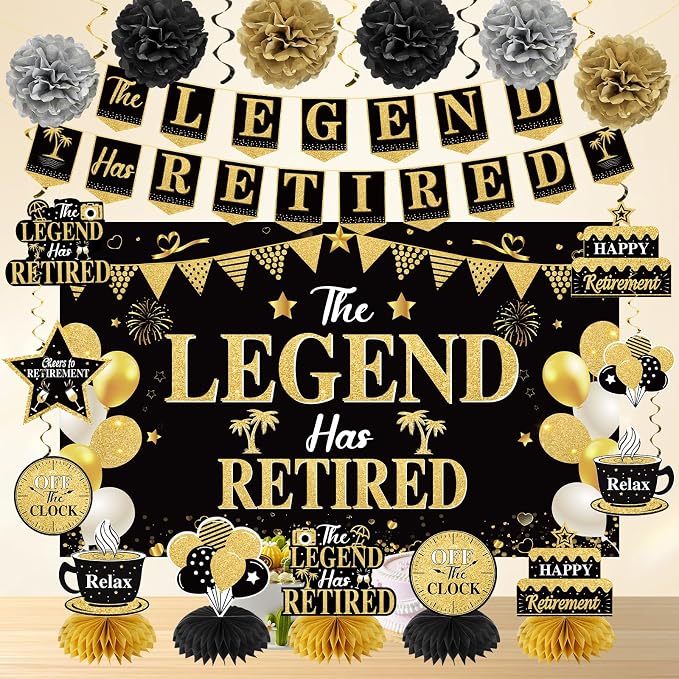 Retirement Party Decorations for Men Happy Retirement Party Supplies Kit | - Image 4