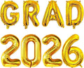 32 Inch Graduation Balloons, Large Foil Mylar 2026 Number and GRAD Letter by NUMONE