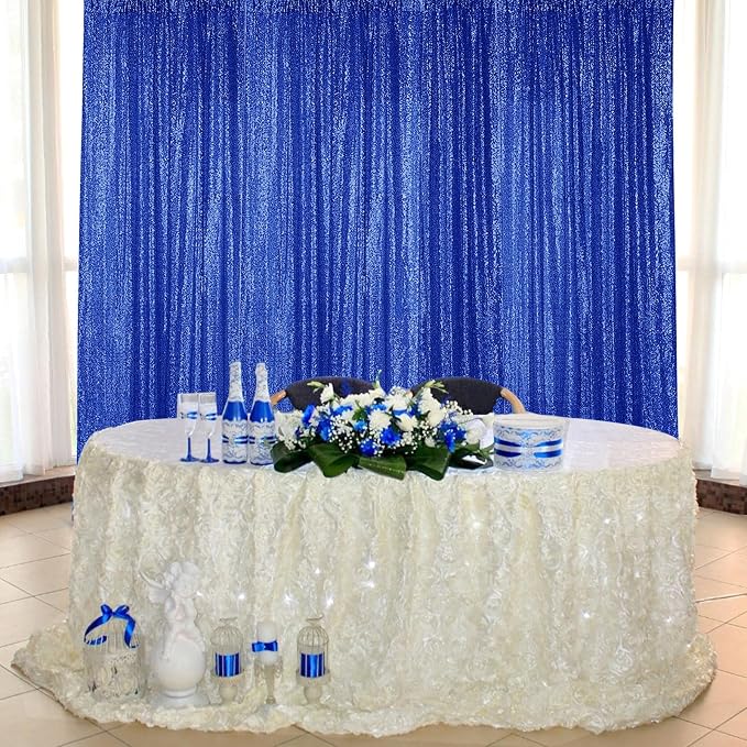 Sugargirl Royal Blue Sequin Backdrop Curtain 4 Panels 2FTx8FT Glitter Royal - Image 2