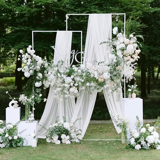 White Wedding Arch Draping Fabric Backdrop Drapes Sheer 6 Panels | 28.7"x20FT - Image 5